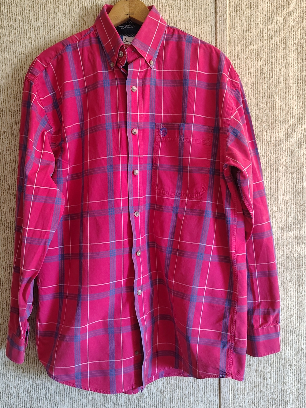 Wrangler Men's George Strait Cowboy Cut Red Plaid Cotton Button Down Shirt, Sz M